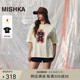 MISHKA2024新款爆款美式复古纯棉圆领短款休闲宽松短袖女t恤夏