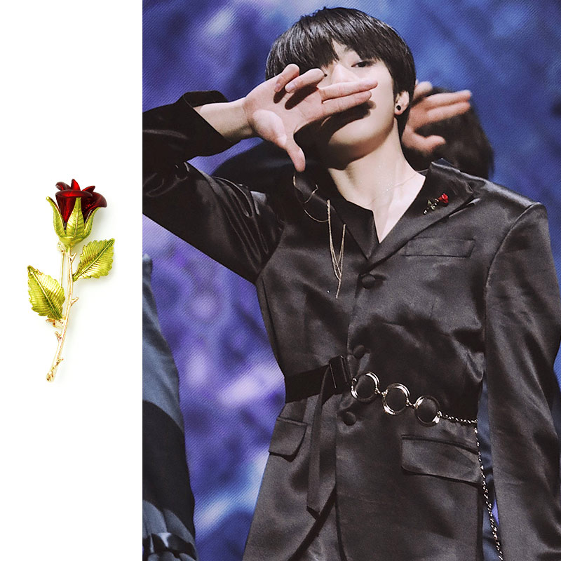 时代少年团刘耀文同款玫瑰花胸针男女个性小配装饰品创意礼物胸针
