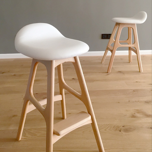 北欧实木吧台椅简约现代时尚创意高凳子高脚凳前台家用岛台吧椅子