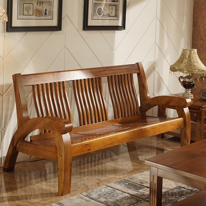 中式实木沙发香樟木1 2 3人位组合沙发凉板床沙发小户型二三人位_不