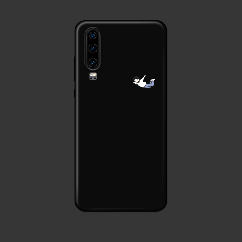 小白绘适用华为P30pro/p40+/P10plus/p20手机壳黑极简约飞人磨砂