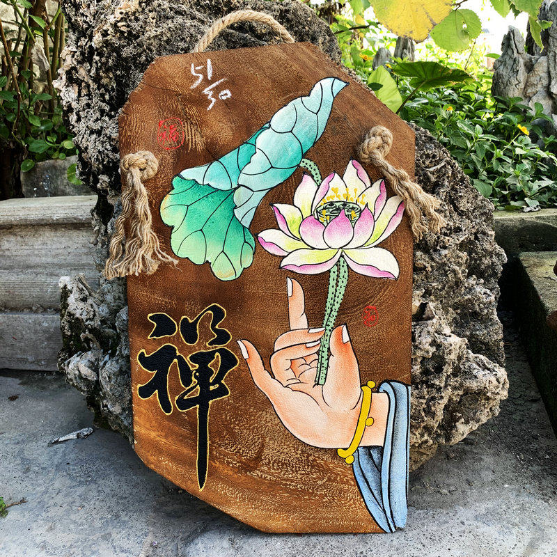 手绘风化木板画装饰创意复古怀旧老木头挂画餐厅茶馆会所墙面挂饰