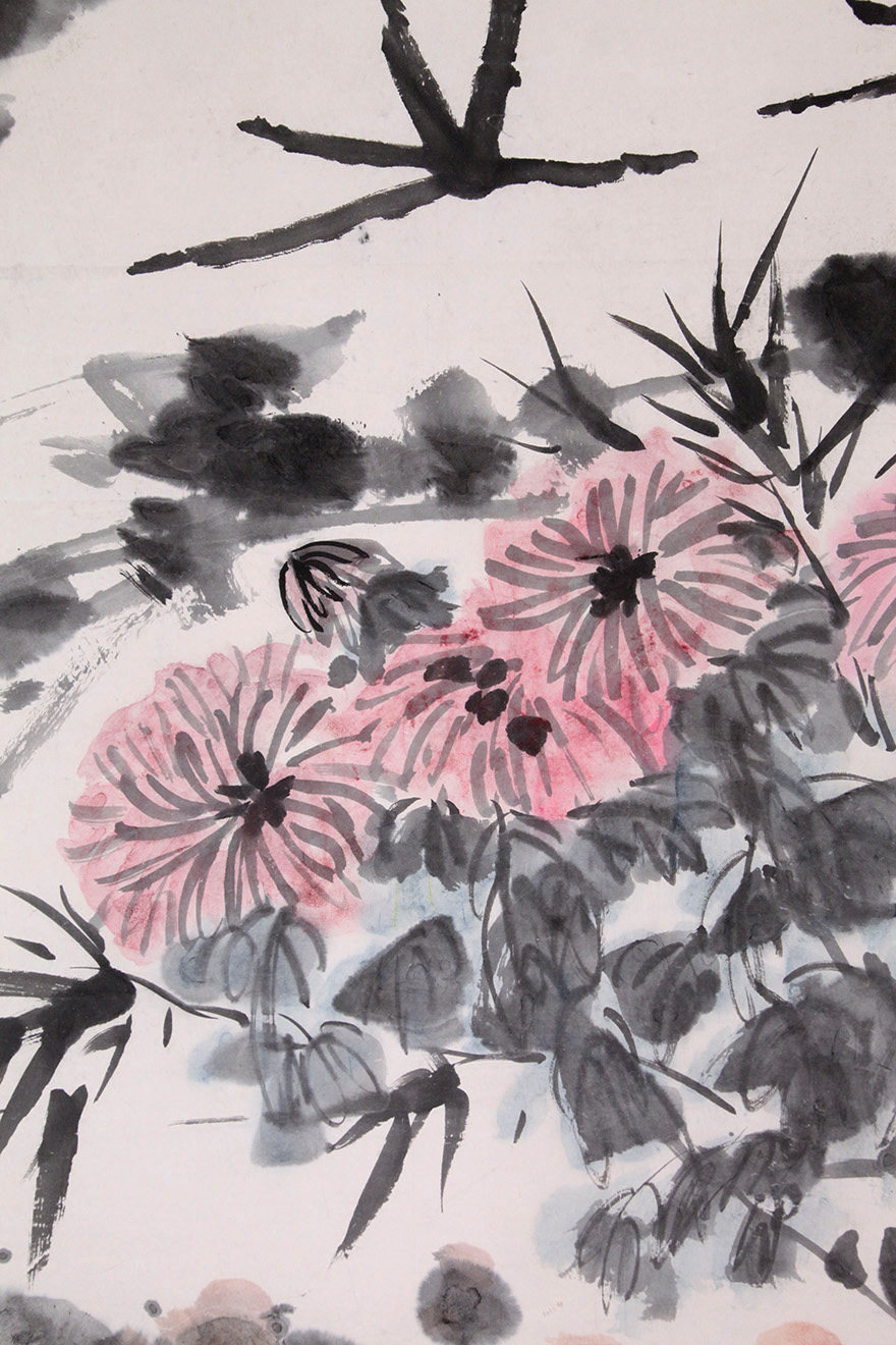 李苦禅《菊花鹭鸶》