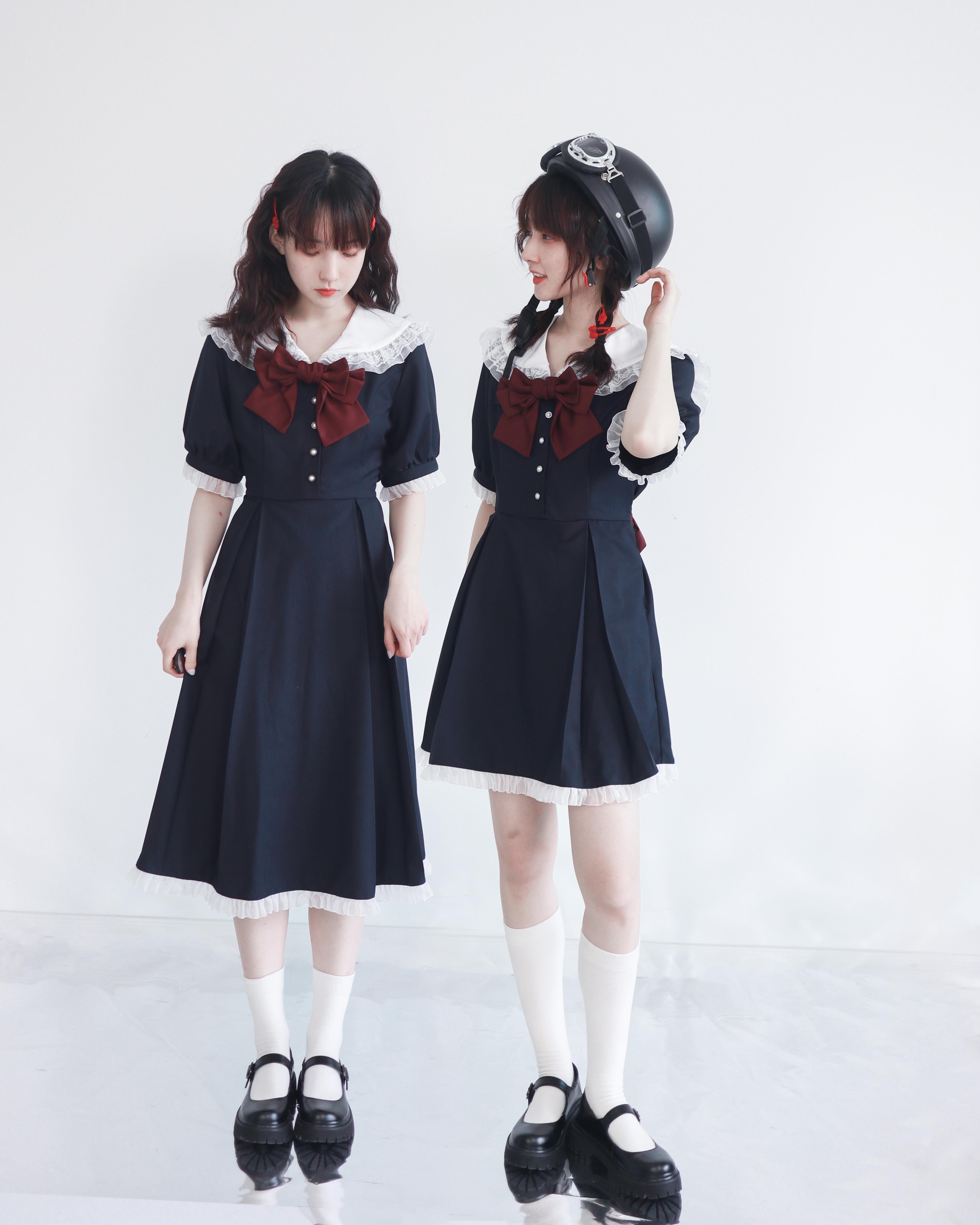 【抱猫少女】轻lo连衣裙jk制服裙学院风长裙lolita短裙格林之森