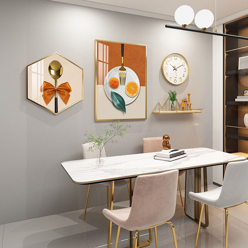 餐厅装饰画现代简约北欧创意组合大气轻奢壁画餐桌饭厅背景墙挂画