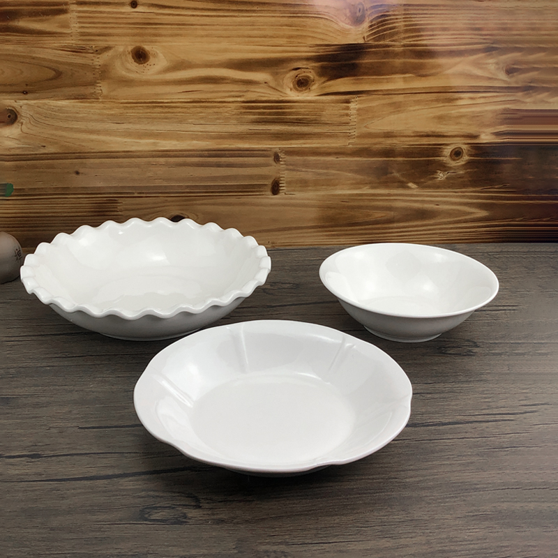 陶瓷碗斗碗圆形7英寸白纯色沙律碗汤菜盘日式大号碗商用饭店餐具