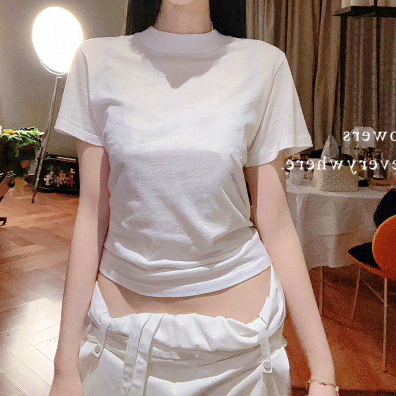 ALU高奢私服经典b败质感满分日本进口棉后中反缝纯色弹力T恤上衣