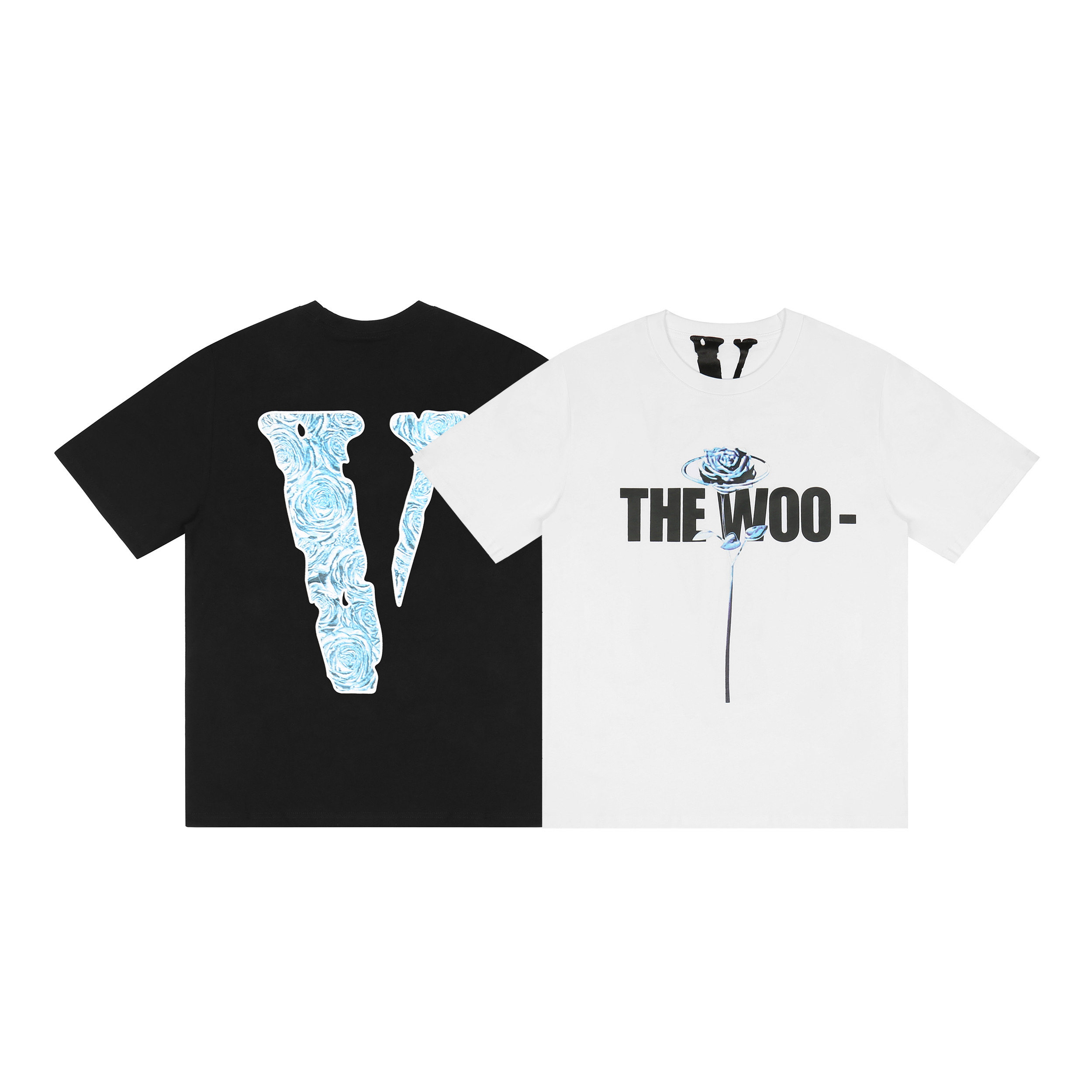 pop smoke x vlone the woo t-shirt 大vlogo嘻哈短袖玫瑰美潮t恤