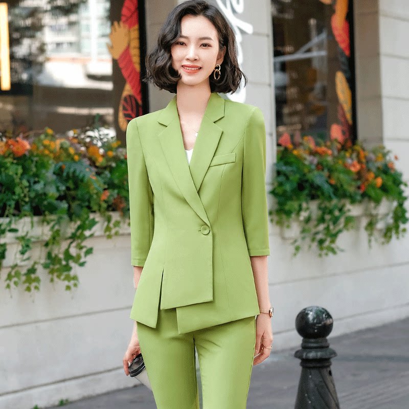 网红七分袖西装女套装职业装时尚修身气质女装小西服外套夏季新款