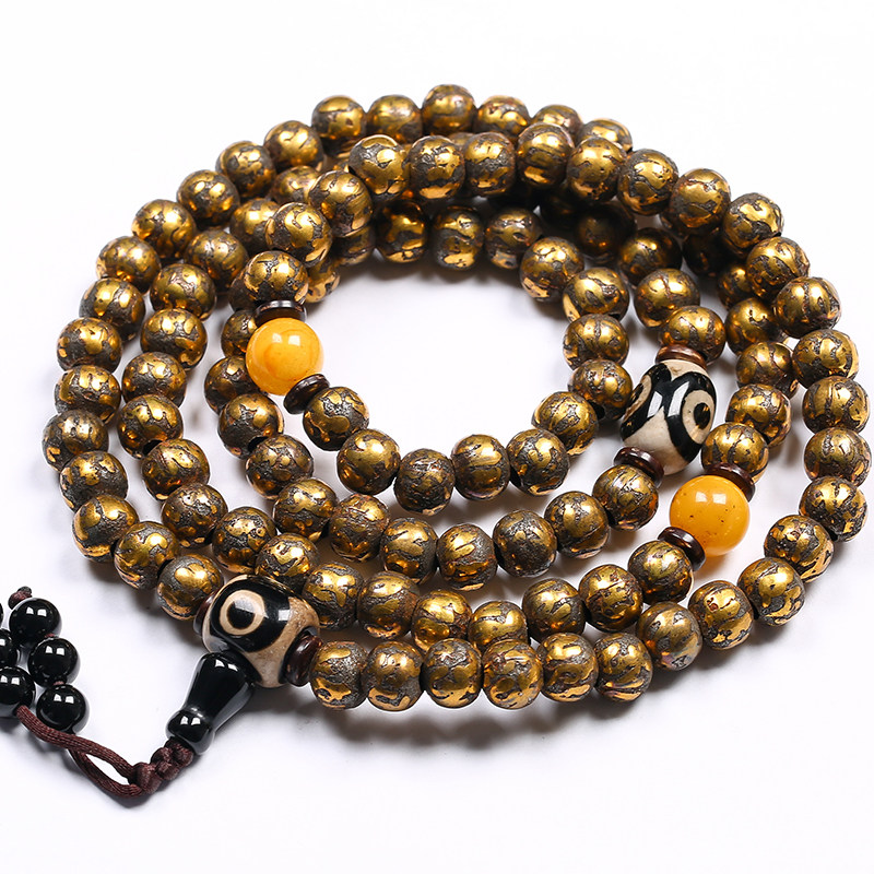 义拍天铁佛珠配蜜蜡 上海寿安寺 寺院加持 69.91g