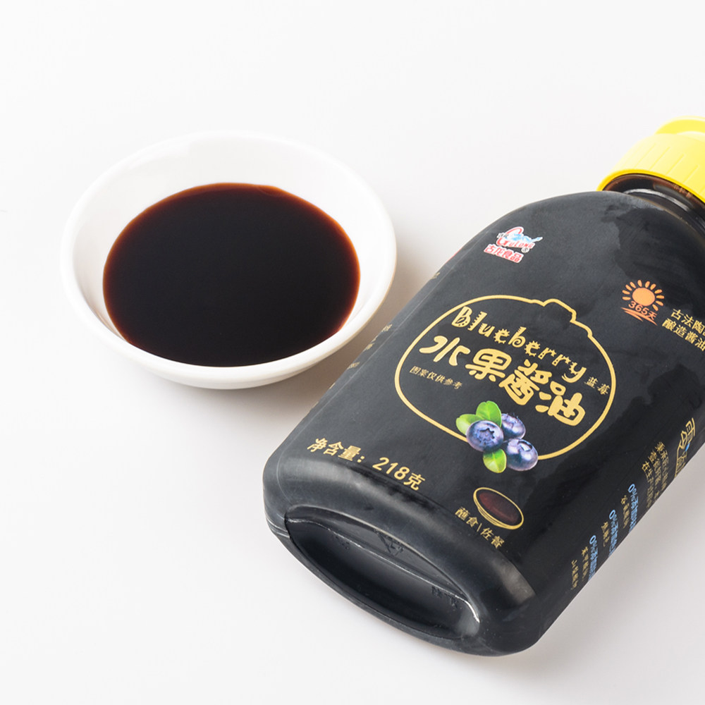 古龙食品蓝莓水果酱油古法陶缸酿造一级酱油蘸食佐餐调味料 218克