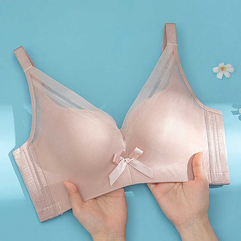 老古今糖猫小胸无痕聚拢文胸上托乳胶内衣女胸罩调整型上薄下厚款