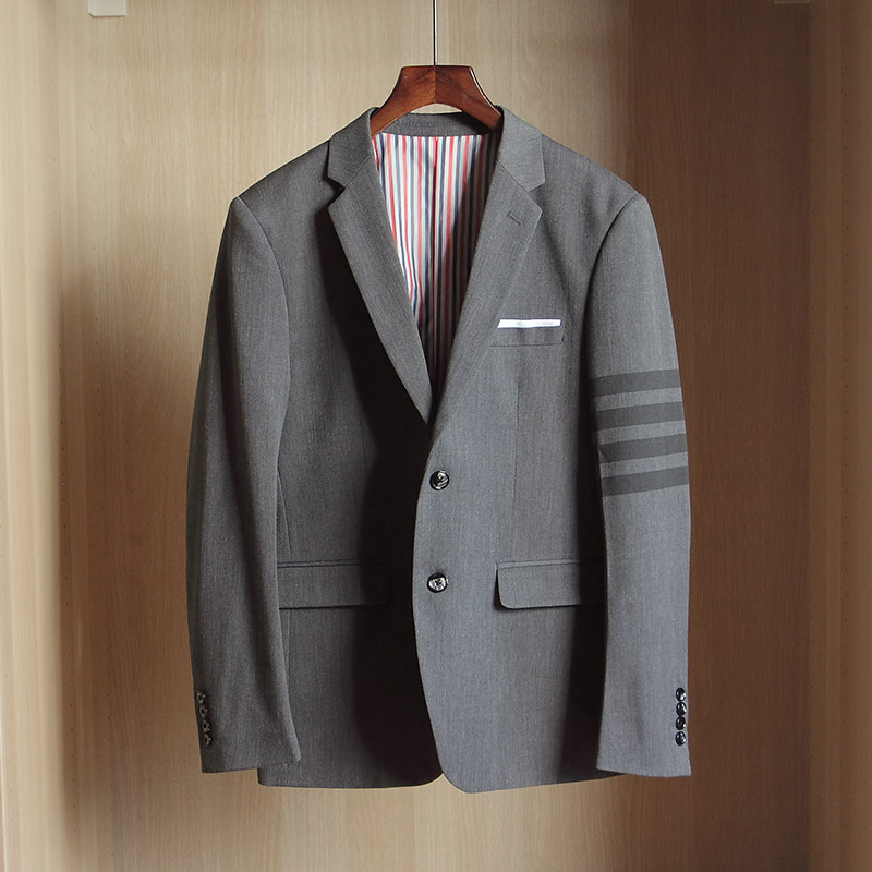 亚洲版型!tb西装男士羊毛西服修身四道杆商务休闲短外套