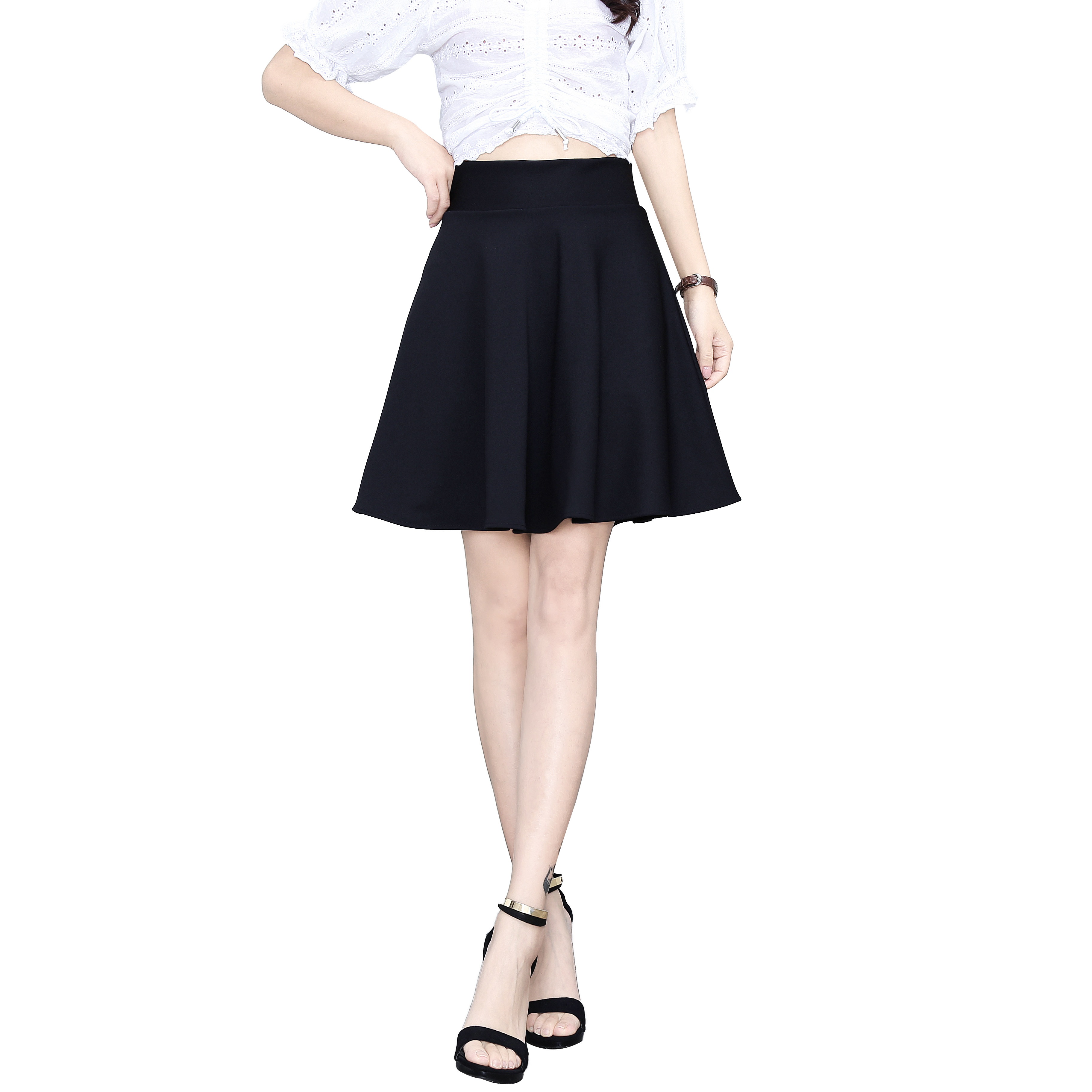 2021大码新高腰a字伞裙夏纯色半身裙女显瘦蓬蓬裙百搭防走光短裙