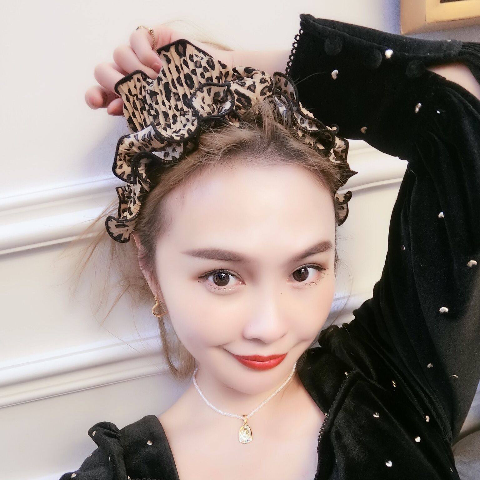 优依家韩国东大门豹纹菲菲边宽版发箍发卡少女气质网红时尚头饰