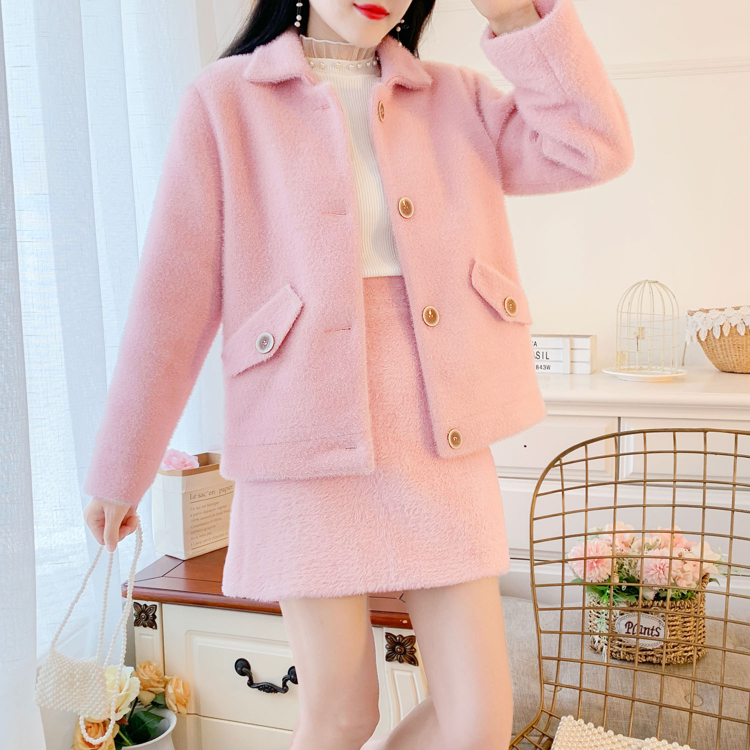 粉色两件套不含针织