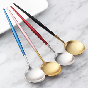 304不锈钢勺子家用创意可爱小调羹儿童汤勺网红餐具圆头甜品汤匙