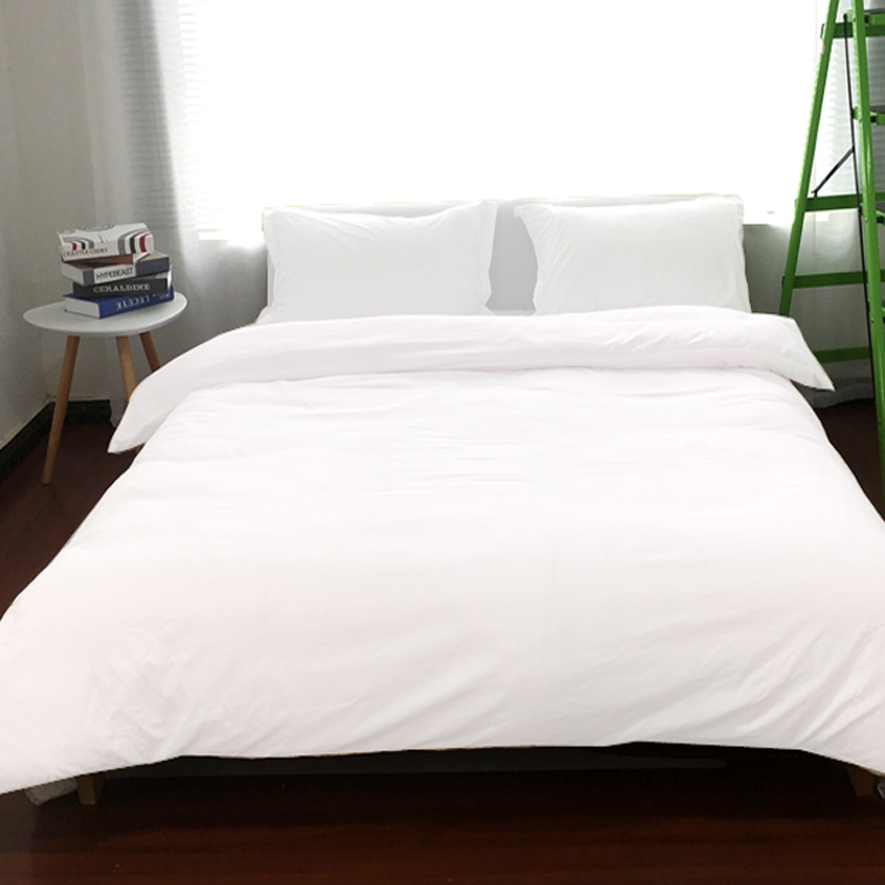 纯白色宾馆四件套民宿床上用品酒店床单被套4罩件学生宿舍三件套