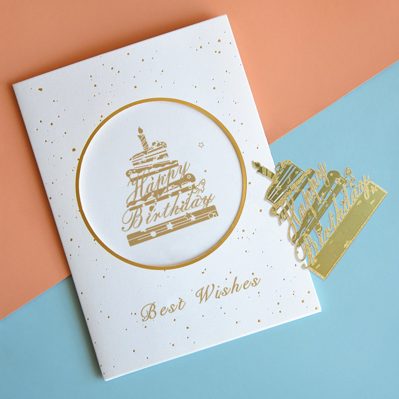 蛋糕书签高档创意贺卡礼品感恩贺卡小卡片代手写立体高端员工生日贺卡