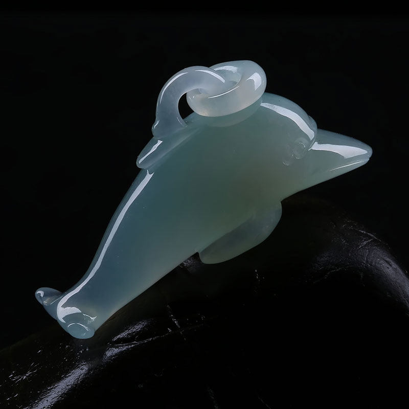 冰糯种翡翠海豚吊坠 海誓山盟 12.78克