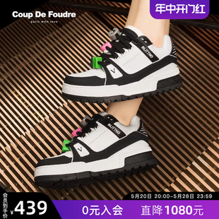 CDF女鞋2024夏季新款百搭厚底板鞋黑白熊猫鞋老爹鞋小白鞋休闲鞋