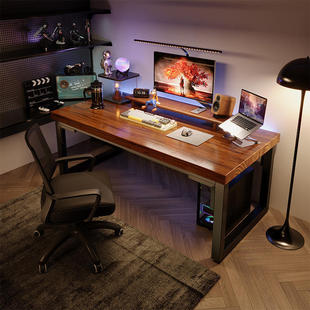 电脑桌台式家用学生书桌写字桌卧室简约双人电竞办公桌工作台实木