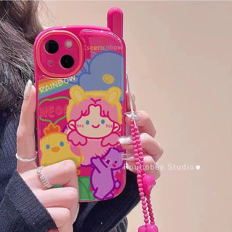 玫红色少女头像大哥大适用iphon