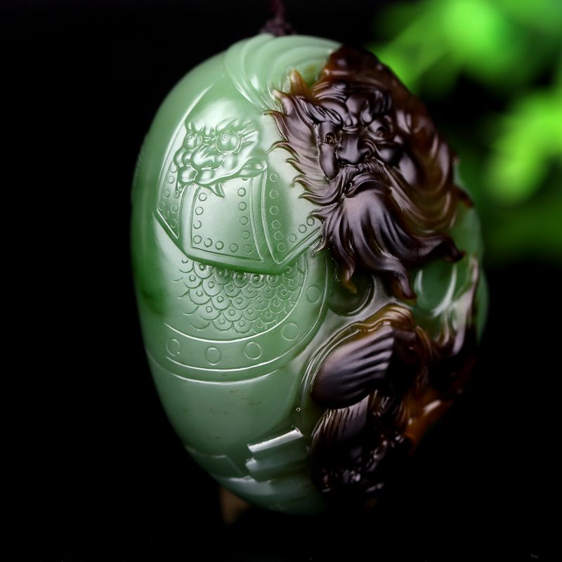 【镇平直供】 中国玉石雕刻大师张红哲 和田玉碧玉 钟馗捉鬼 205g