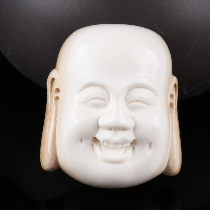 东山寺 32.30克 猛犸象牙雕刻佛头挂件 佛法加持