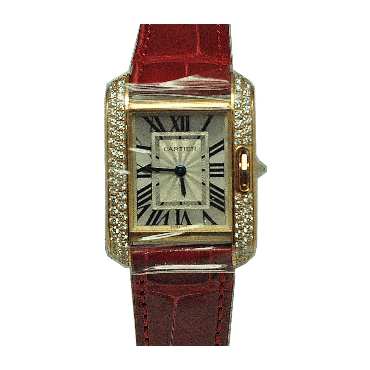 【9.5新】卡地亚tank坦克玫瑰金镶钻石英女表wt100013