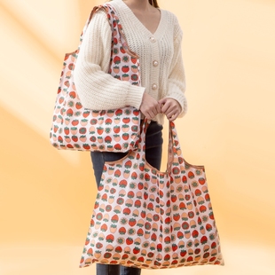 便携可折叠超市购物袋大容量包布袋买菜包手提袋子大号环保袋 2个