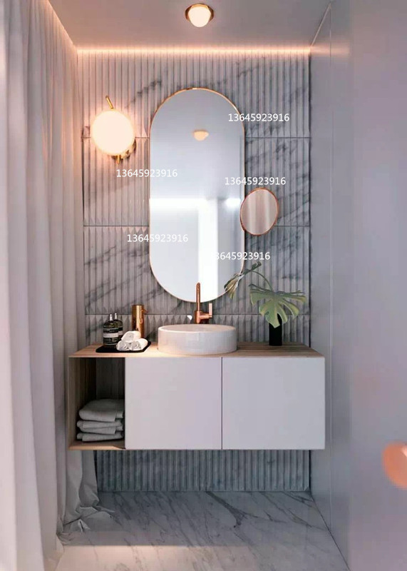 新款金色铁艺椭圆形壁挂镜美式浴室镜玄关镜装饰镜卫浴卧室梳妆镜
