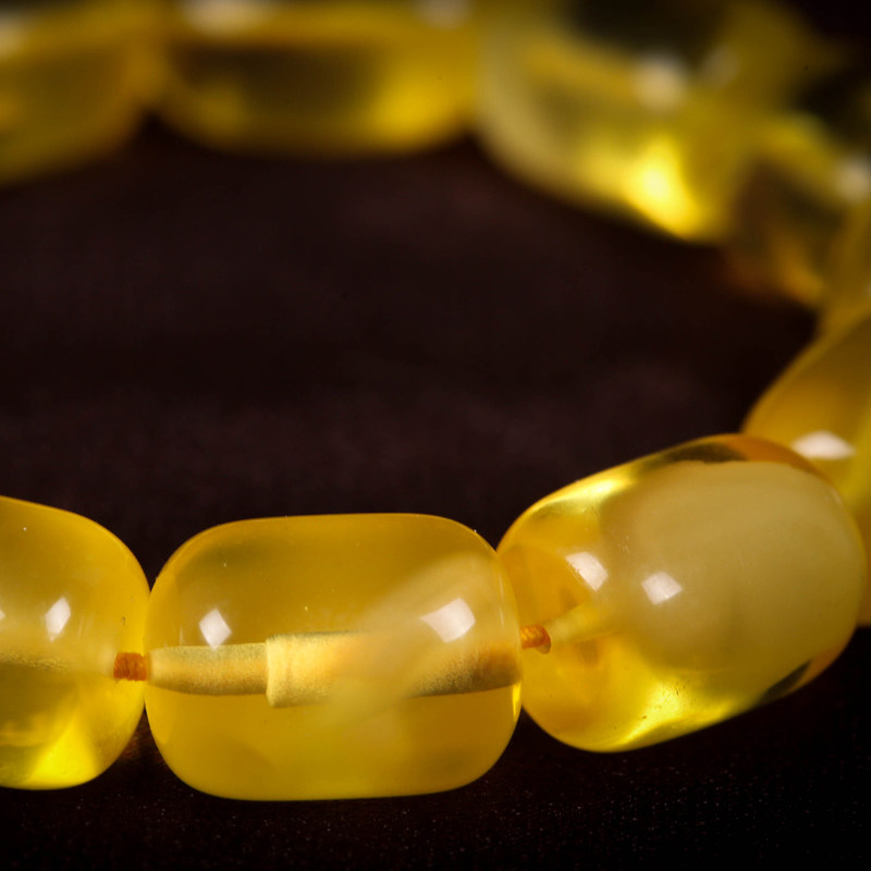 佛教七宝 珠子直径11mm 琥珀蜜蜡手串 珠连蜜事 佛法加持