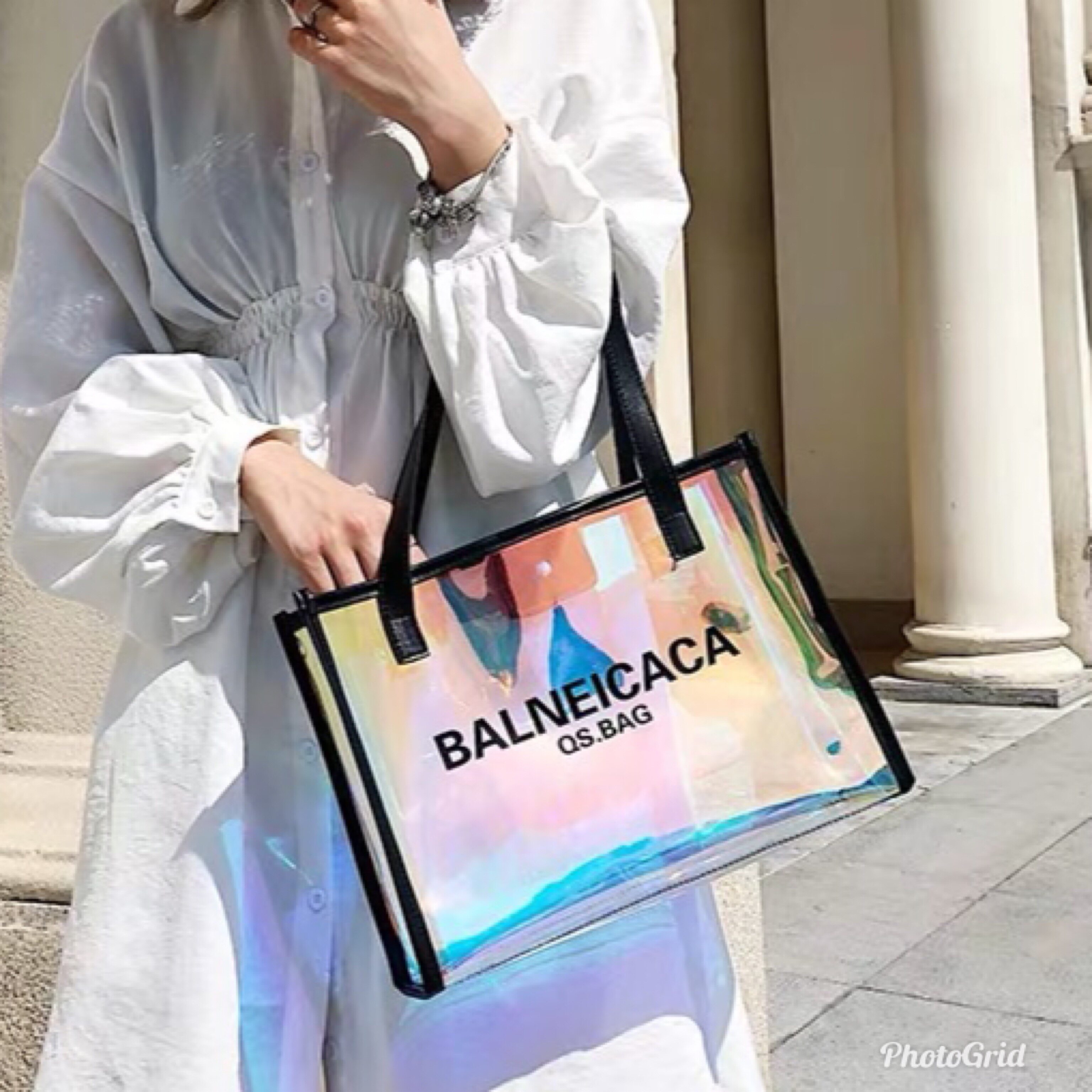 果冻镭射包包时尚女士斜挎包休闲专柜大容量炫彩透明单肩手提包袋