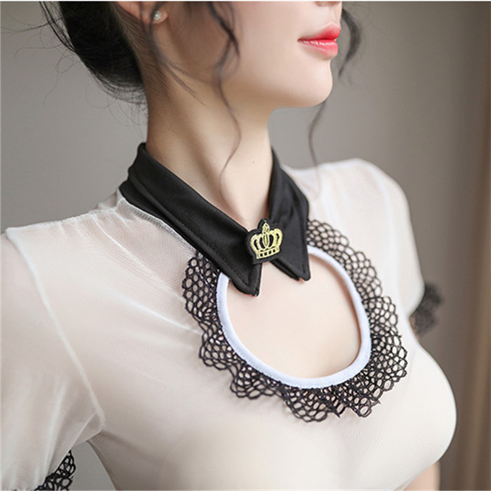 软妹群_软妹少女口水妲己裙性感超薄破洞jk小短裙无内镂空开叉学生