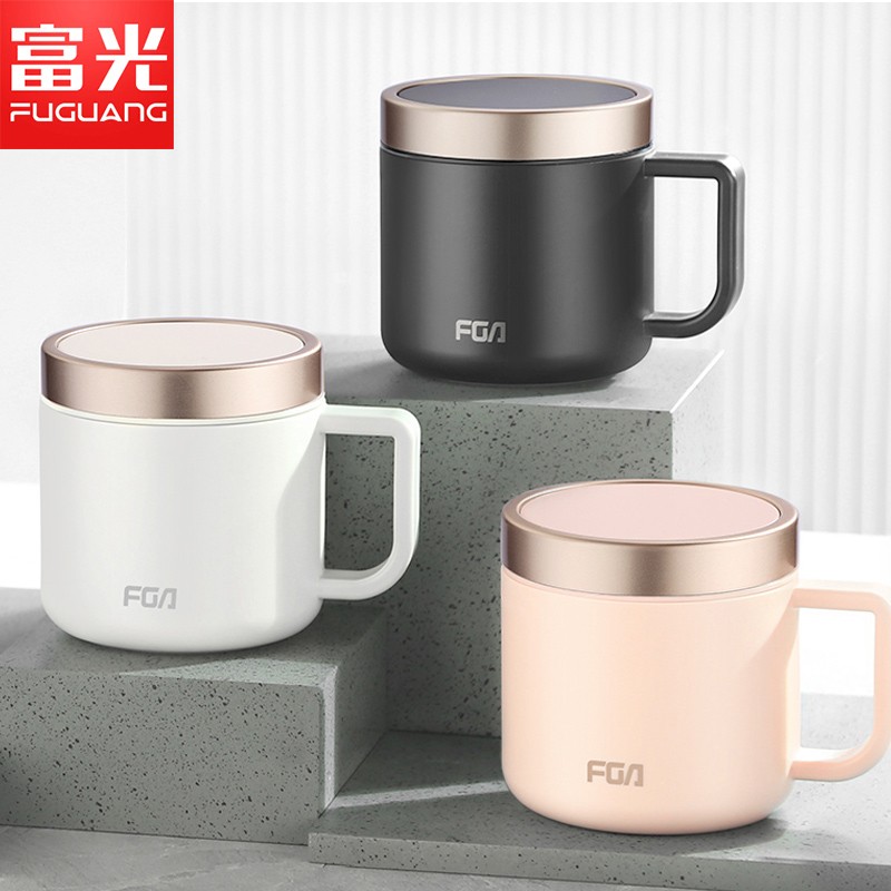 富光FGA不锈钢纯色办公杯抗菌工艺中式商用咖啡杯380毫升情侣礼品