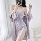 睡衣夏季女性感禁欲系薄冰丝绸吊带睡裙女款2024新款带胸垫家居服