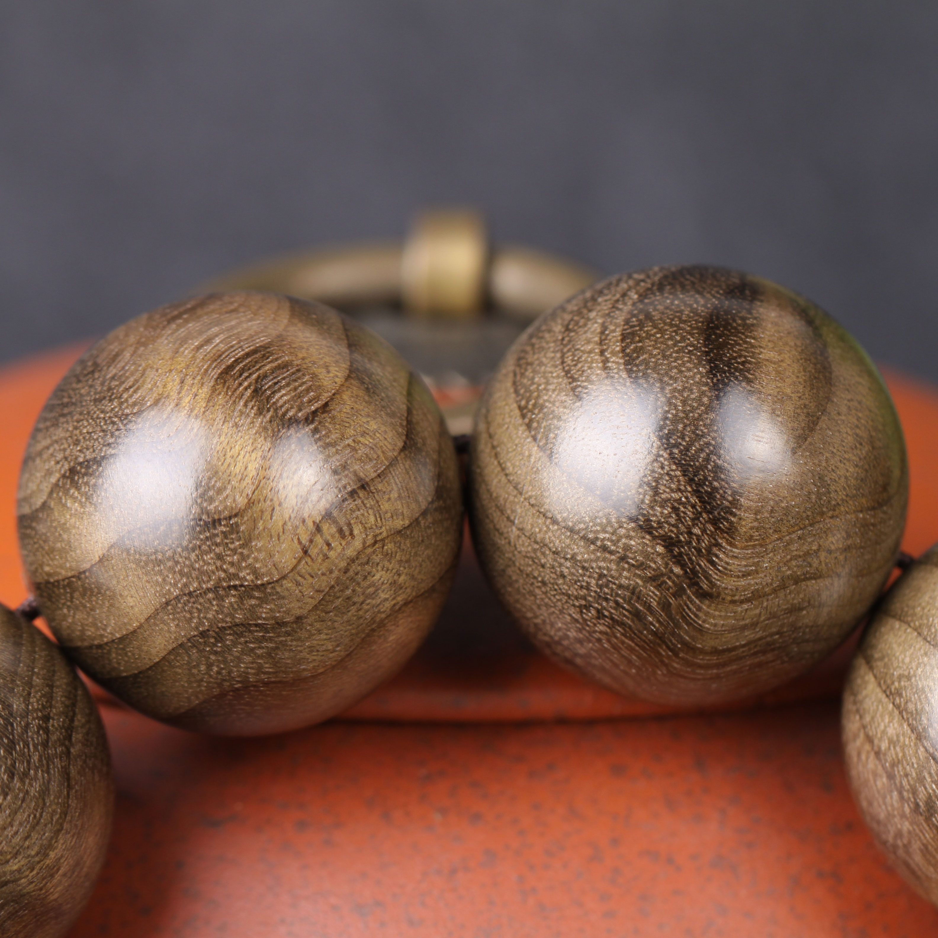 满水波纹 阴沉金丝楠手串 25mm 60.6g 手工打磨 收藏送礼