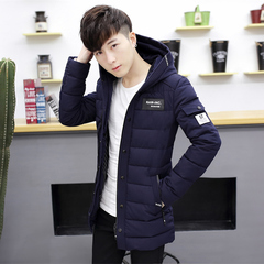 男士冬季外套2016新款韩版潮流青少年男生棉衣中长款初中学生帅气