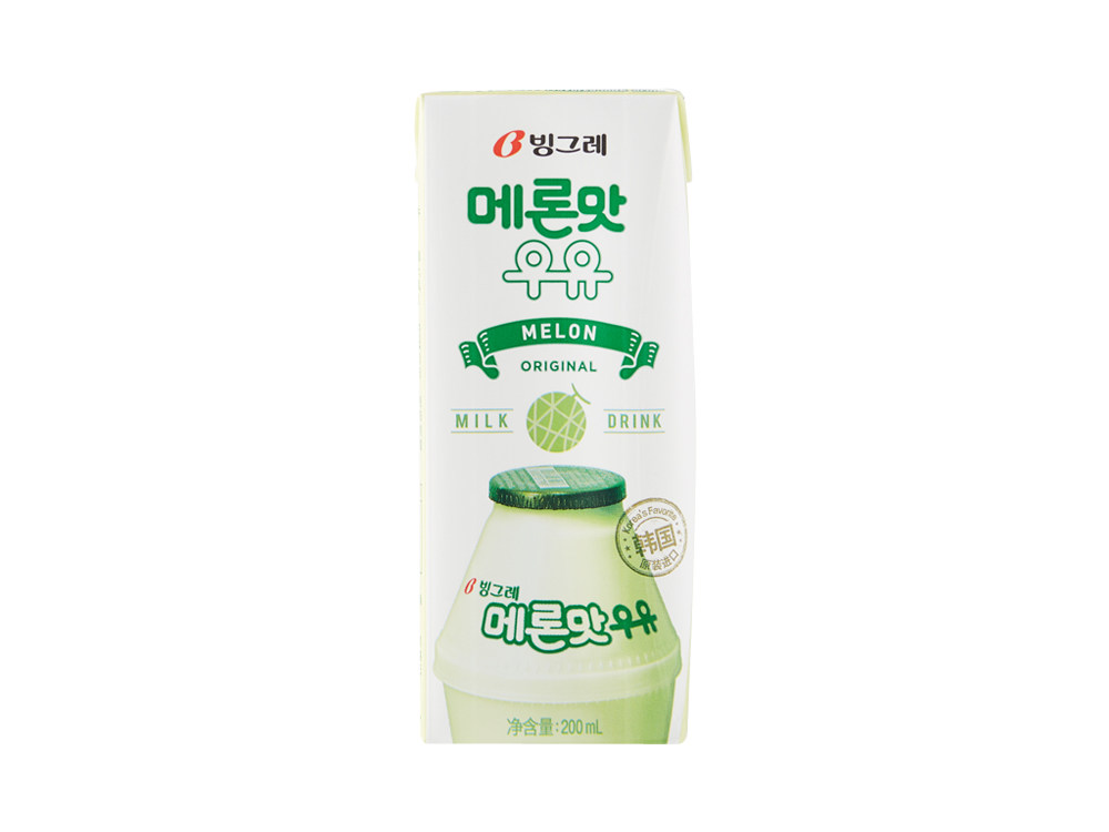 韩国进口binggrae宾格瑞哈密瓜味牛奶饮料200ml*24盒