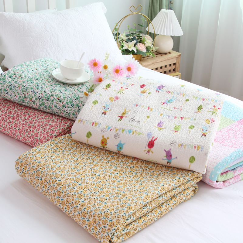 新款床品全棉韩式田园卡通绗缝床盖纯棉加厚床单夏季空调被可机洗