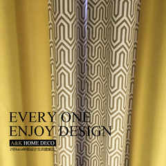现代简约抽象风格厚拼色棉麻黄色窗帘布定做客厅卧室阳台环保窗帘