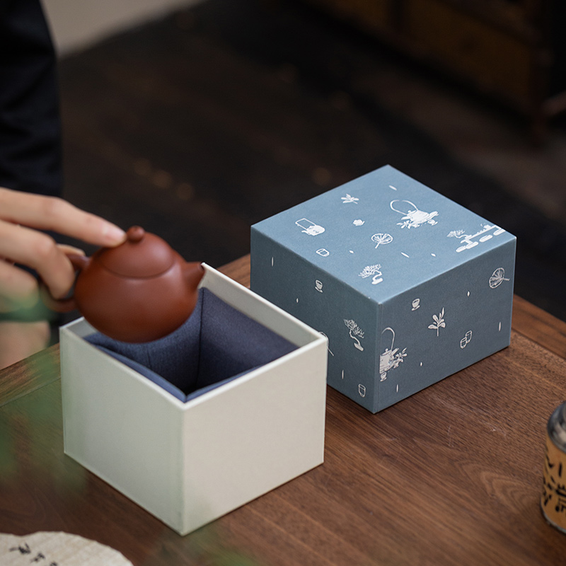 礼物瓷器陶瓷文玩古董建盏银壶茶杯高档包装纸盒礼品盒包装盒空盒