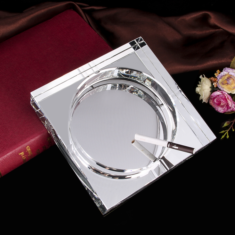 创意奢华水晶玻璃烟灰缸欧式时尚高档酒店办公室礼品个性方形烟缸