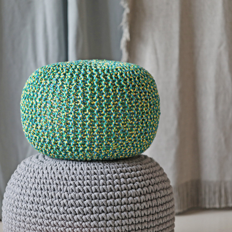 弋采定制可拆洗手工编织彩色坐墩蒲团搁脚凳换鞋凳儿童豆袋沙袋