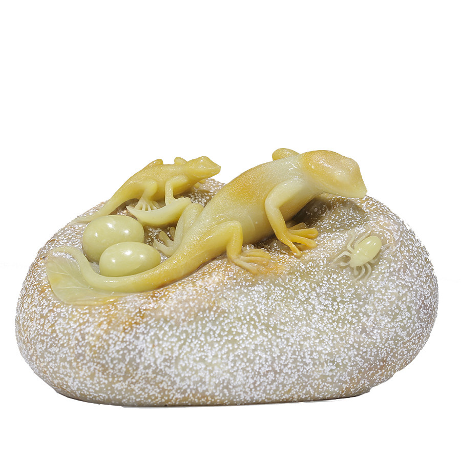 【年货节】青田石雕《蜥蜴》封门金玉冻雕工精湛,寓意事业兴隆