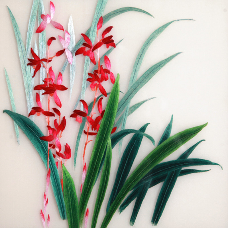 工美大师肖兰 汉绣单面绣 兰花 二折起拍