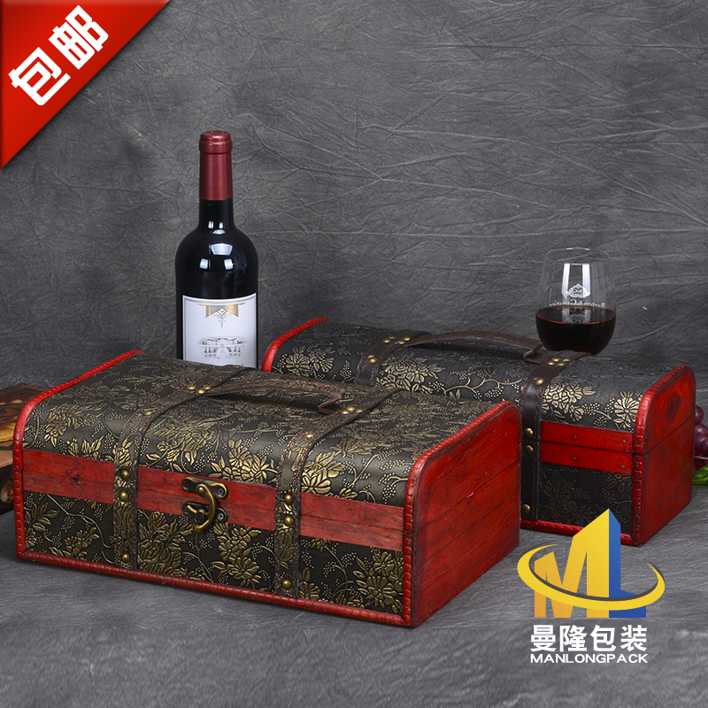 仿古红酒礼品盒双支皮质酒盒子单瓶装复古红酒木盒包装箱节日送礼|msdalam kategori pinggan mangkuk, Flagon/Wineglass/Wine, Wine - dari Buy2taobao.com untuk memberikan perkhidmatan ejen Taobao profesional membeli