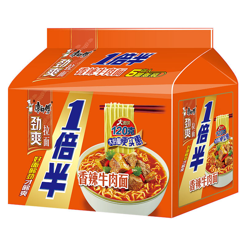 康师傅1倍半香辣牛肉面饼 110克*5袋/组