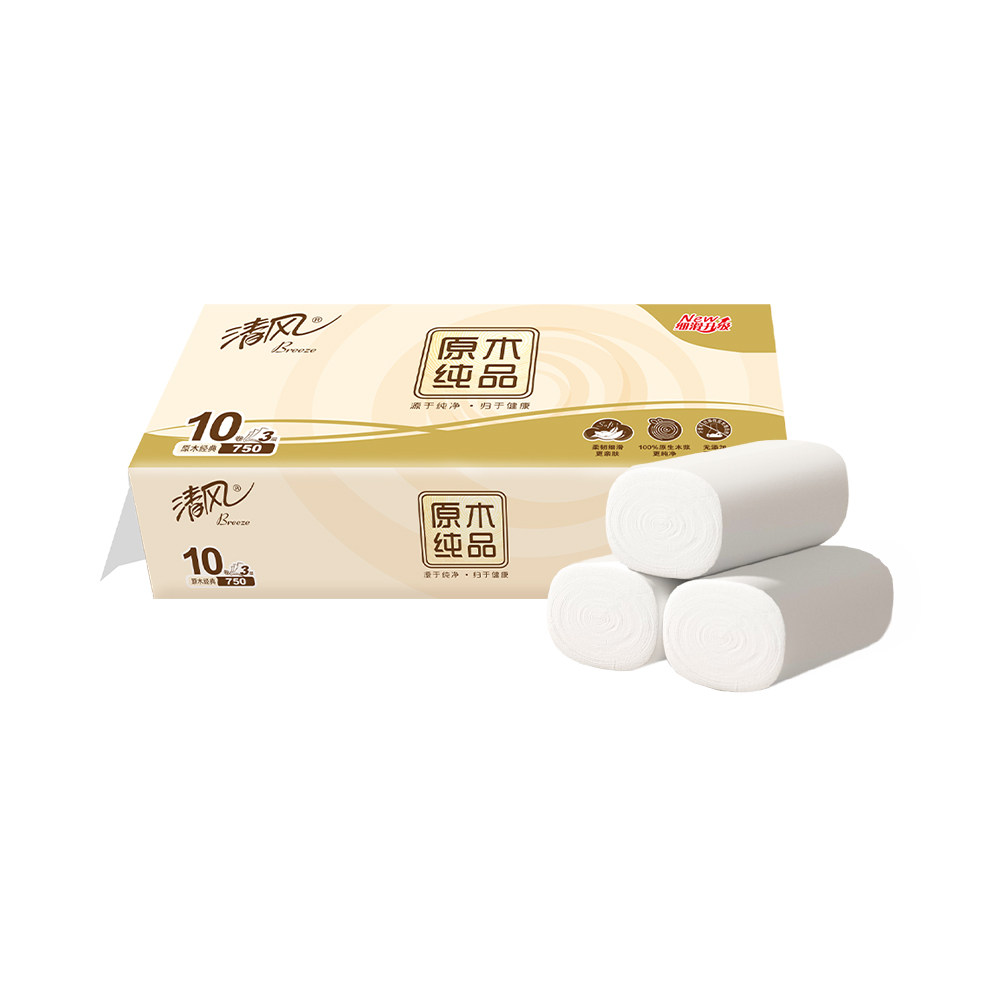 9清风卷纸原木金装4层140克10卷卫生纸巾厕所纸实惠装厕纸手纸已售10.